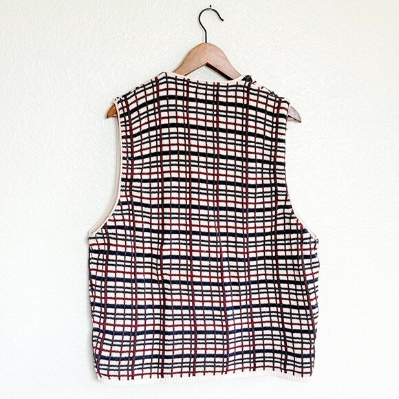 Vintage Men's 100% Cotton Plaid Grandpa Sweater Vest by INC Size L - Picture 5 of 10